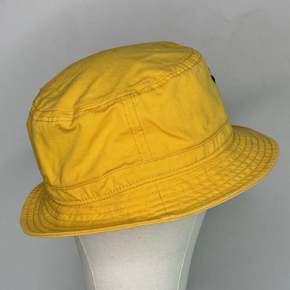 ADIDAS Bucket Hat Unisex Sz O/S Mustard Yellow Black Logo Summer Beach - READ